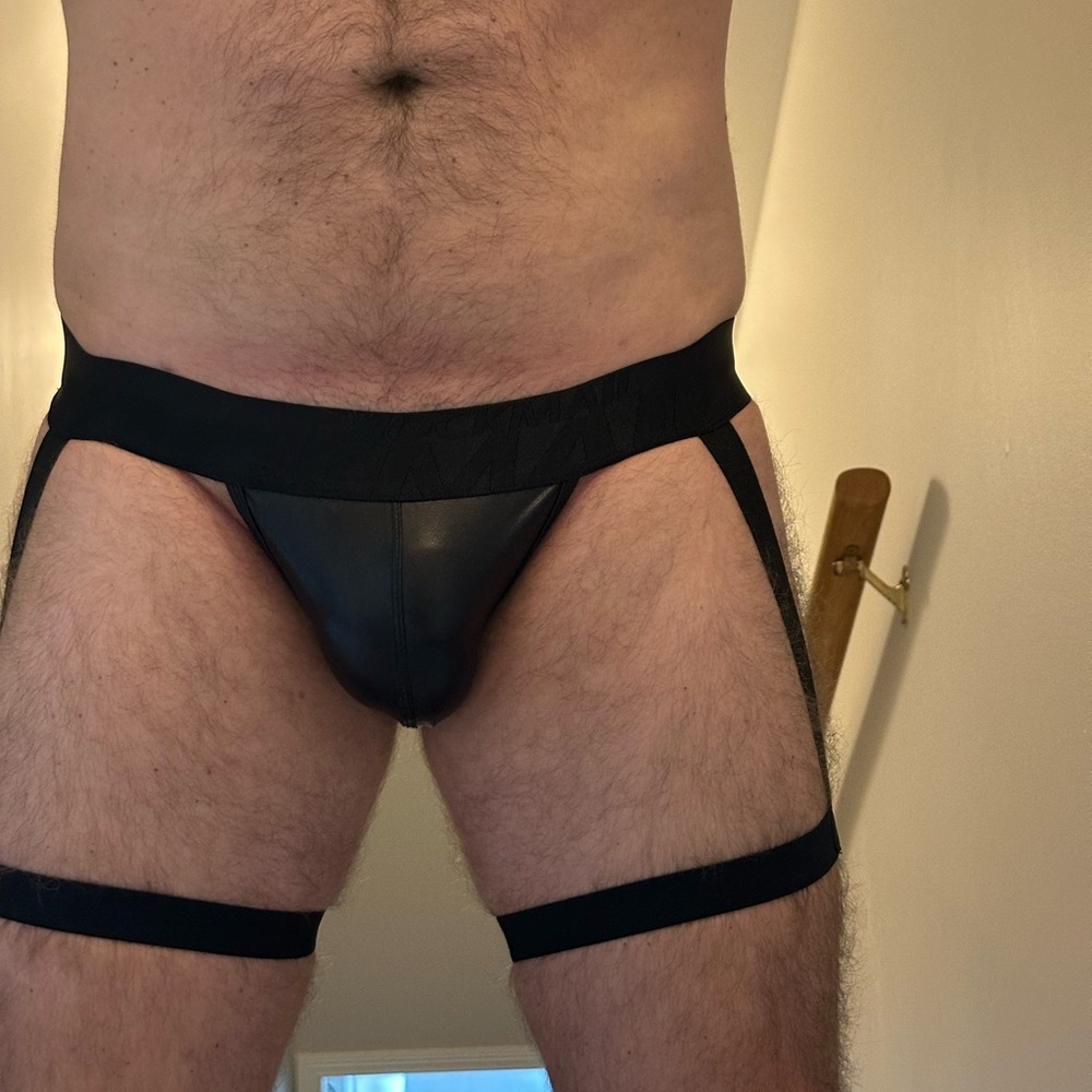 Men's Black Leather Jockstrap M/L